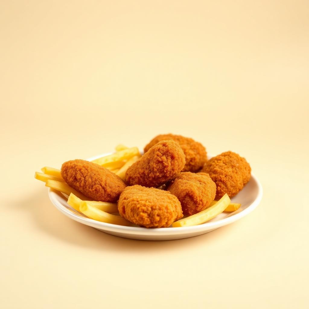 Pommes frites -med Kylling Nuggets (5stk)