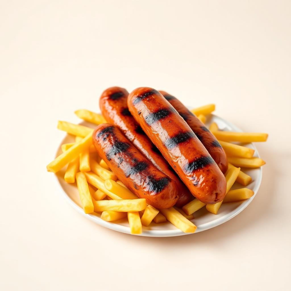 Pommes frites -med pølse